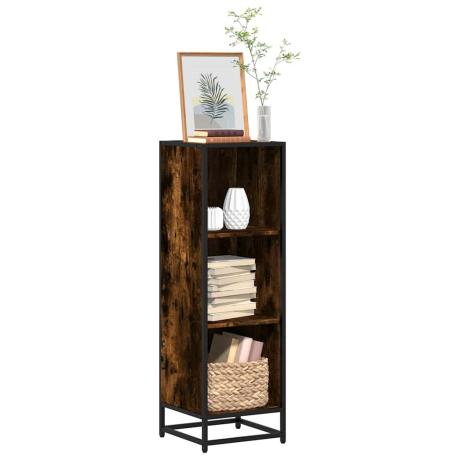 vidaXL Boekenkast 33,5x33x107,5 cm bewerkt hout gerookt eikenkleurig afbeelding 1