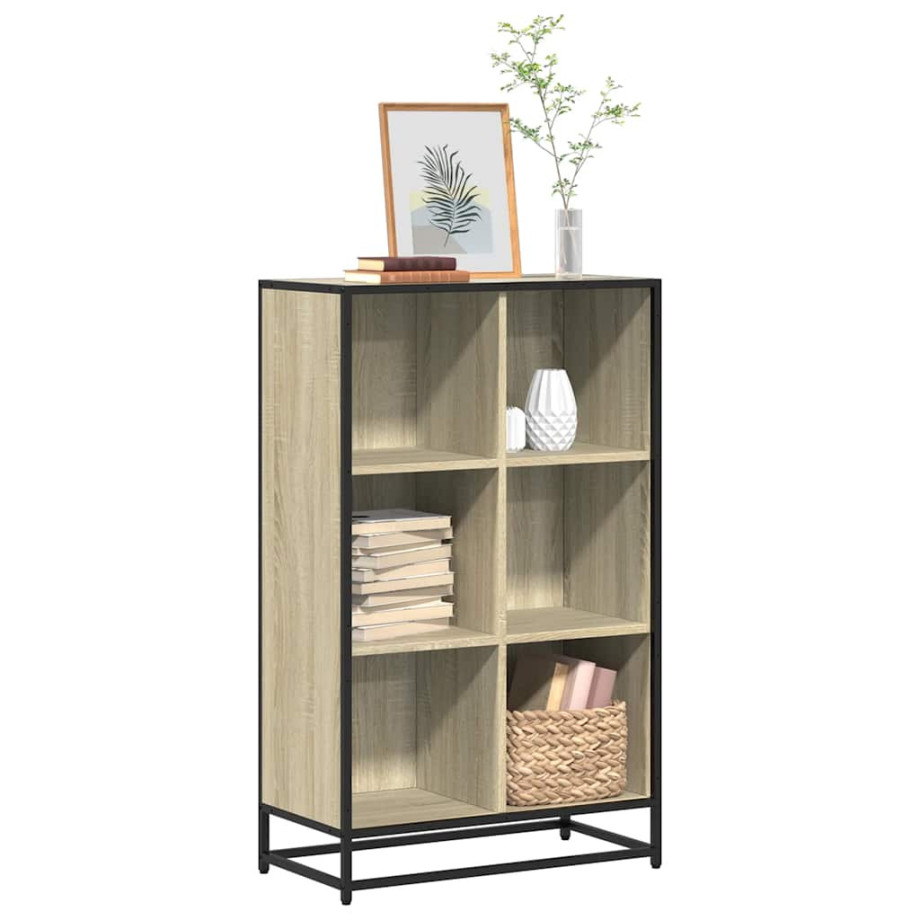 vidaXL Boekenkast 65,5x33x107,5 cm bewerkt hout sonoma eikenkleurig afbeelding 1