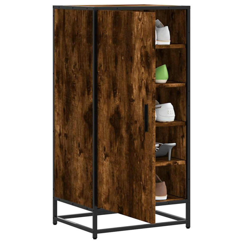 vidaXL Schoenenrek 48x38x97,5 cm bewerkt hout gerookt eikenkleurig vidaXL Schoenenrek 48x38x97,5 cm bewerkt hout gerookt eikenkleurig afbeelding 1