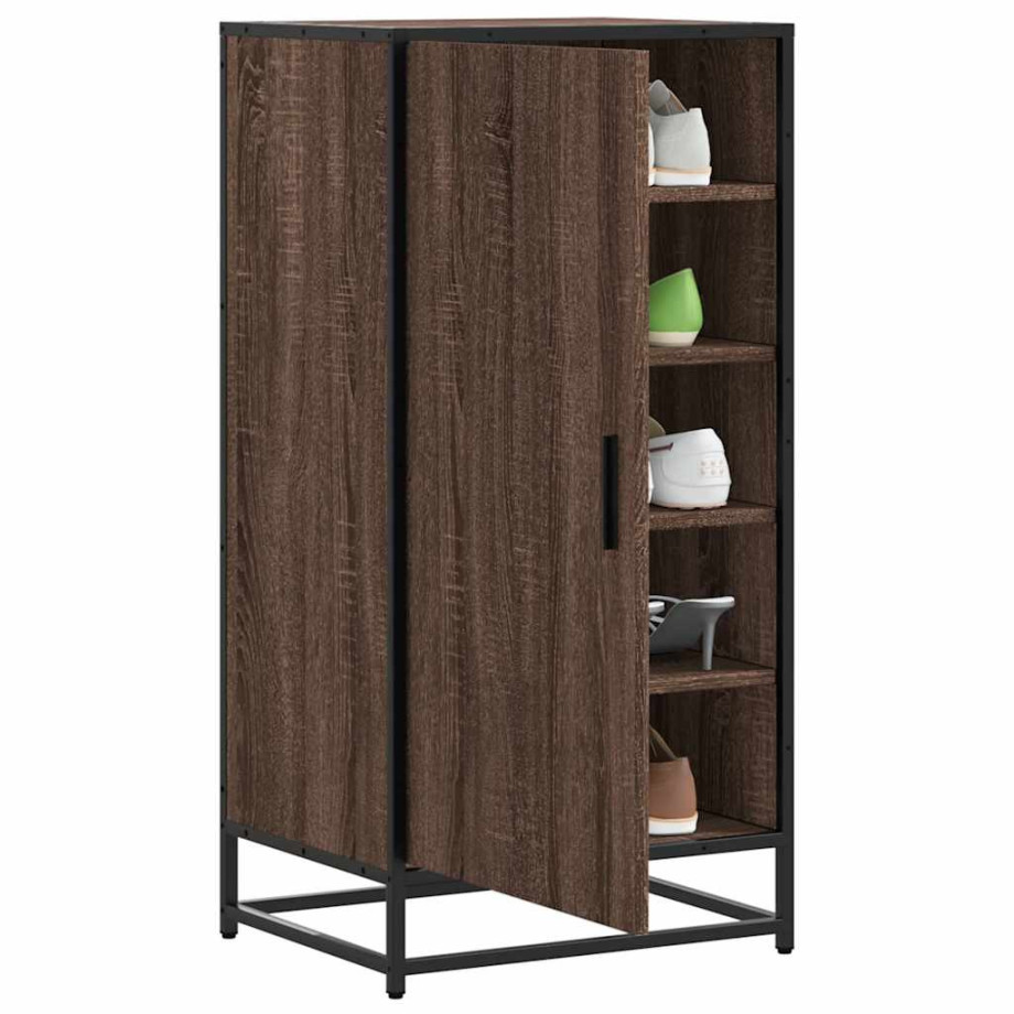 vidaXL Schoenenrek 48x38x97,5 cm bewerkt hout bruin eikenkleurig vidaXL Schoenenrek 48x38x97,5 cm bewerkt hout bruin eikenkleurig afbeelding 1