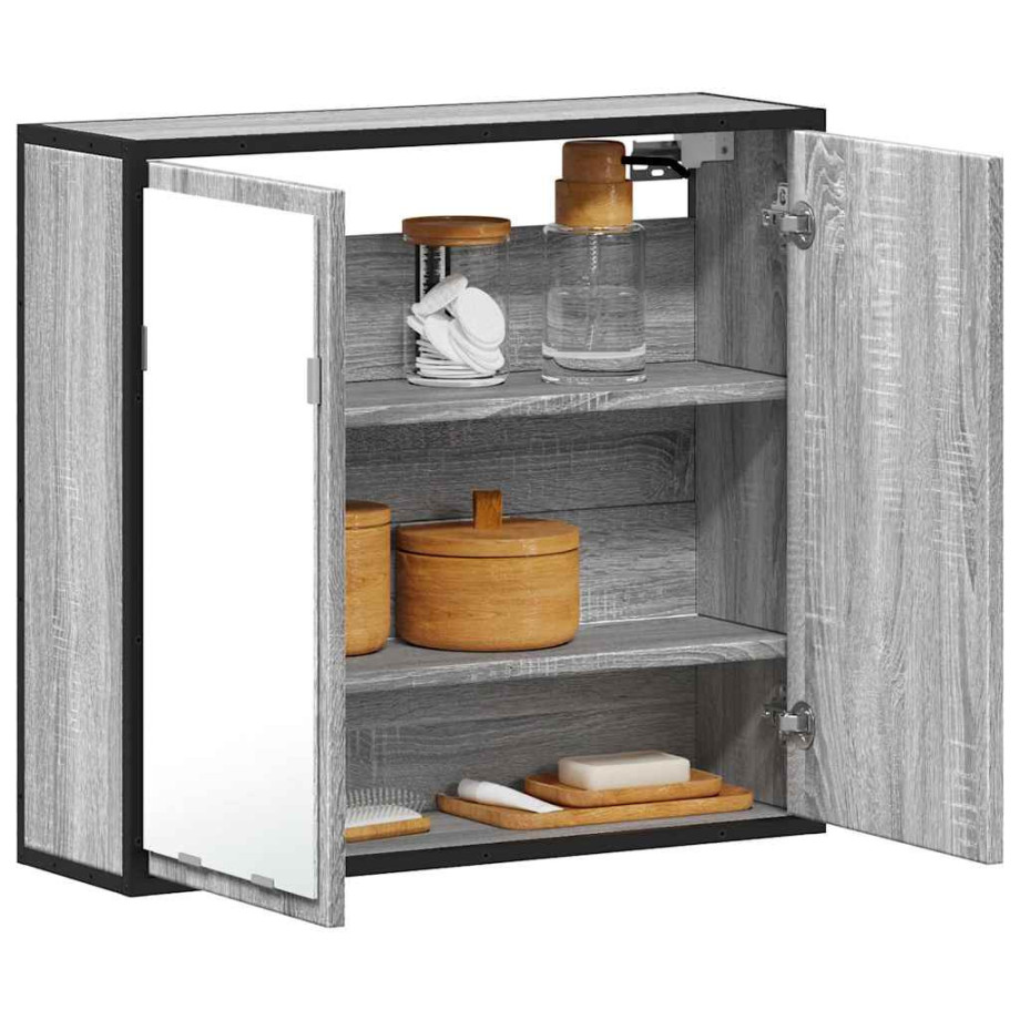 vidaXL Badkamerspiegelkast 65x20x60 cm bewerkt hout grijs sonoma eiken afbeelding 1