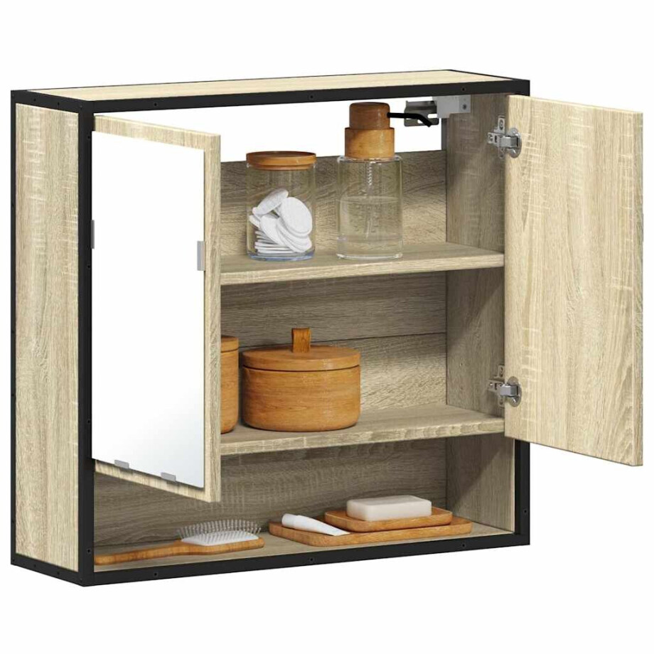 vidaXL Badkamerspiegelkast Sonoma eiken 65x20x60 cm bewerkt hout afbeelding 1