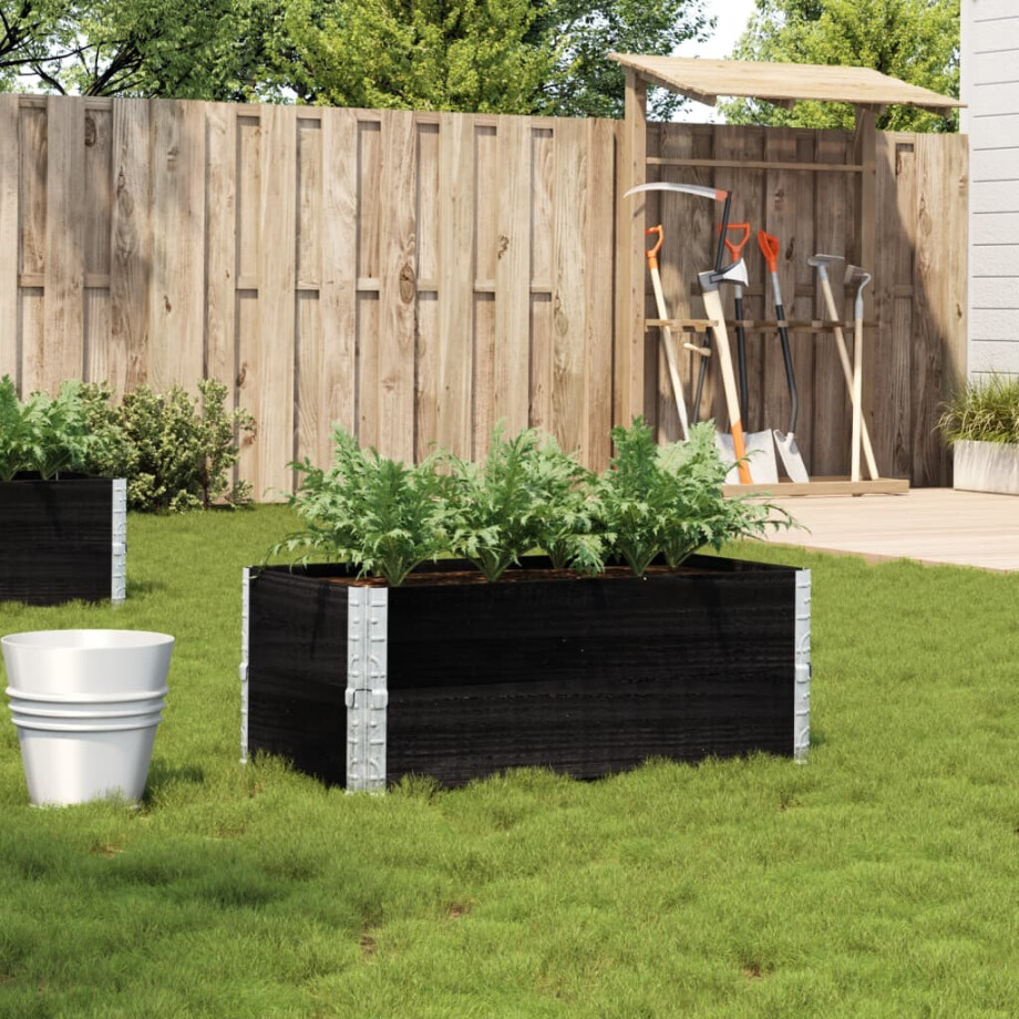 vidaXL Plantenbak 100x50 cm massief grenenhout zwart afbeelding 1