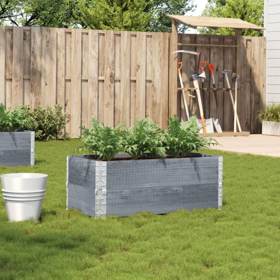vidaXL Plantenbak 100x50 cm massief grenenhout grijs afbeelding 1