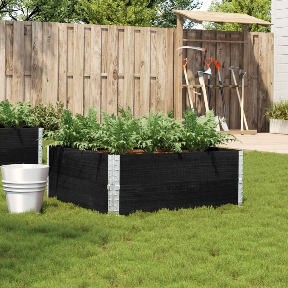 vidaXL Plantenbak 100x100 cm massief grenenhout zwart afbeelding 1