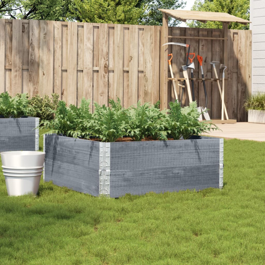 vidaXL Plantenbak 100x100 cm massief grenenhout grijs vidaXL Plantenbak 100x100 cm massief grenenhout grijs afbeelding 1