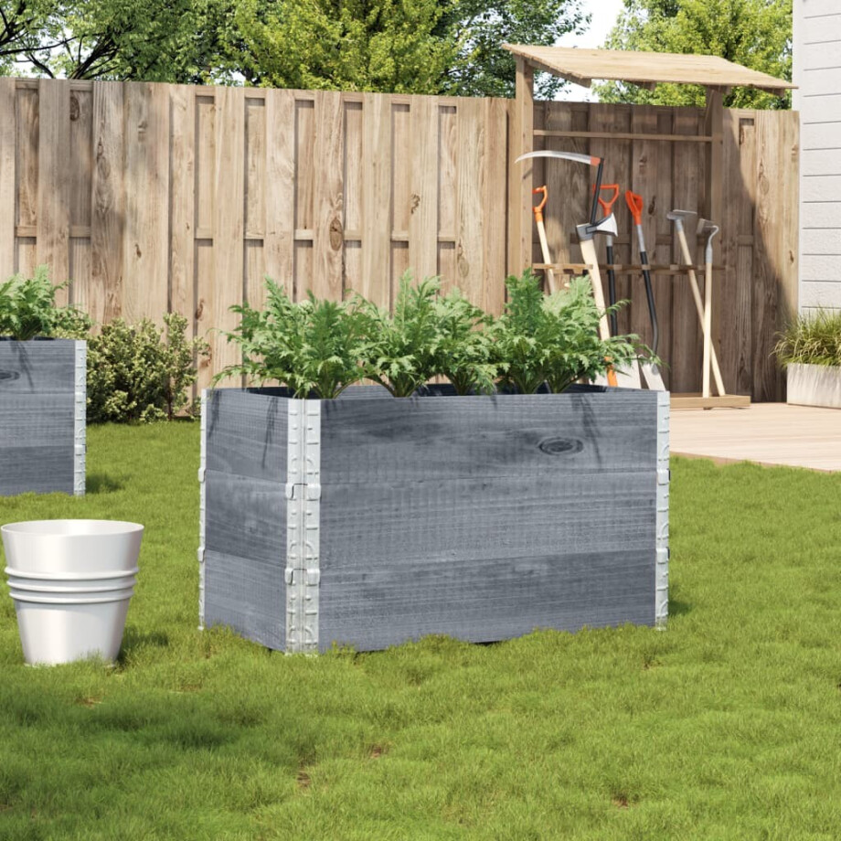 vidaXL Plantenbak 100x50 cm massief grenenhout grijs afbeelding 1