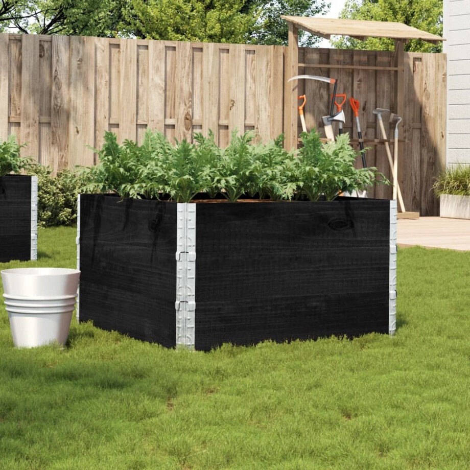 vidaXL Plantenbak 100x100 cm massief grenenhout zwart afbeelding 1