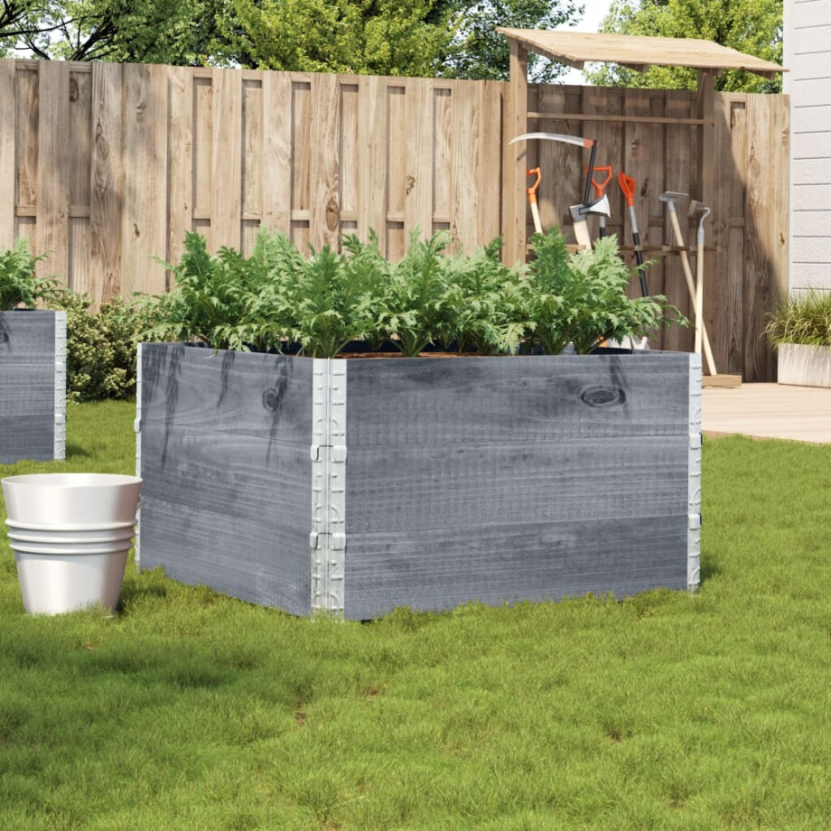 vidaXL Plantenbak 100x100 cm massief grenenhout grijs afbeelding 1