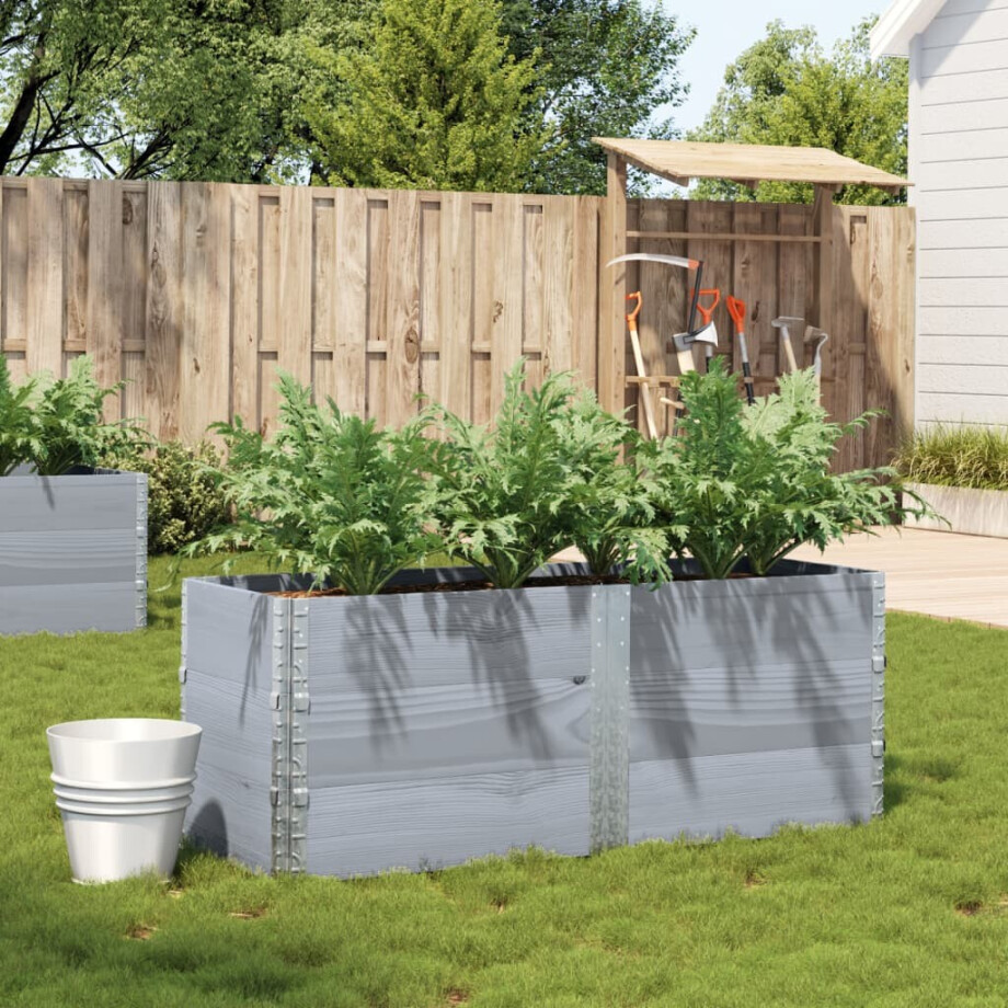 vidaXL Plantenbak 150x50 cm massief grenenhout grijs afbeelding 1