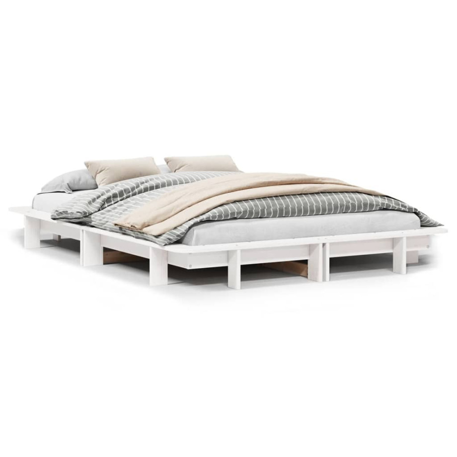 vidaXL Bedframe zonder matras massief grenenhout wit 120x200 cm afbeelding 1