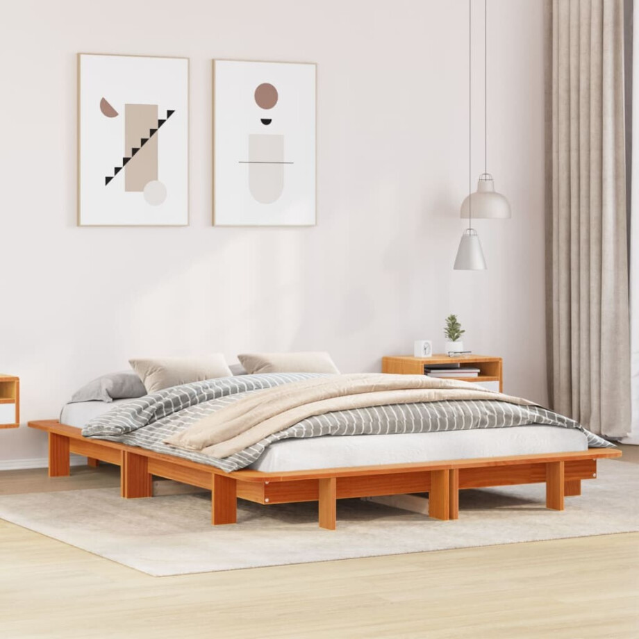 vidaXL Bedframe zonder matras massief grenenhout wasbruin 120x200 cm vidaXL Bedframe zonder matras massief grenenhout wasbruin 120x200 cm afbeelding 1