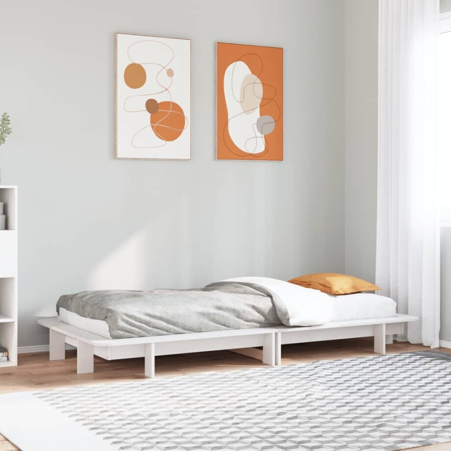 vidaXL Bedframe zonder matras massief grenenhout wit 90x200 cm vidaXL Bedframe zonder matras massief grenenhout wit 90x200 cm afbeelding 1