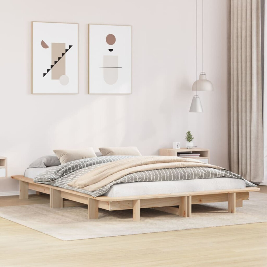 vidaXL Bedframe zonder matras massief grenenhout 120x190 cm afbeelding 1