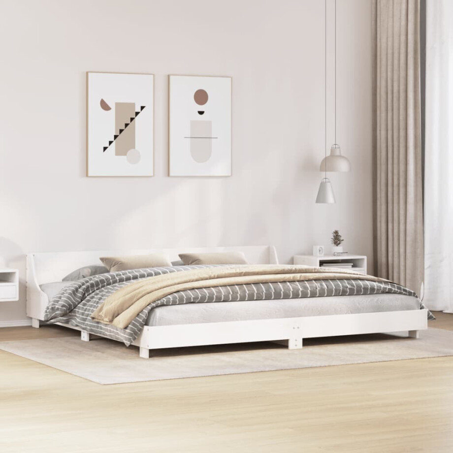 vidaXL Bedframe zonder matras massief grenenhout wit 180x200 cm afbeelding 1