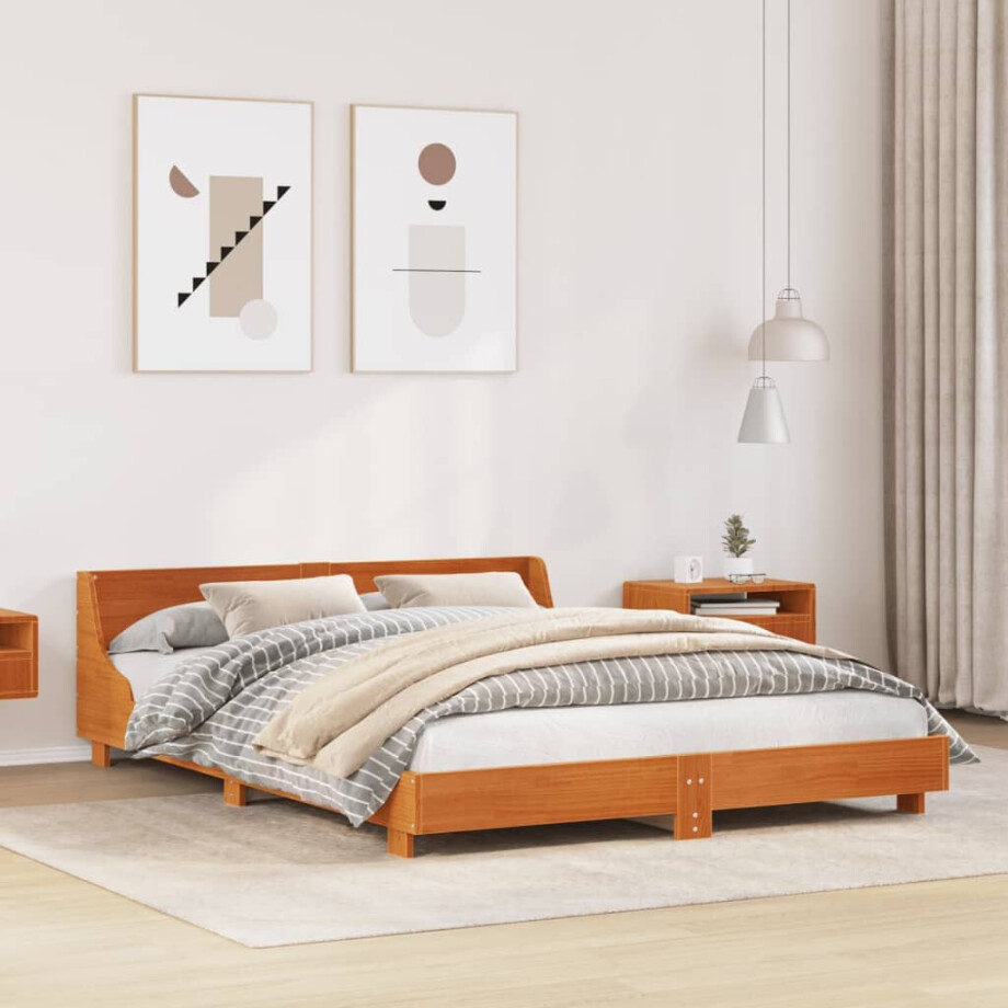 vidaXL Bedframe zonder matras massief grenenhout wasbruin 120x200 cm vidaXL Bedframe zonder matras massief grenenhout wasbruin 120x200 cm afbeelding 1