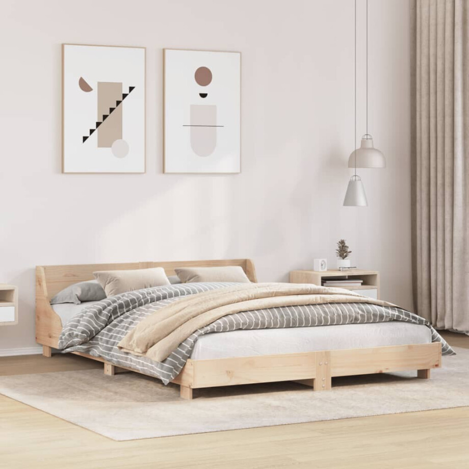 vidaXL Bedframe zonder matras massief grenenhout 140x190 cm afbeelding 1