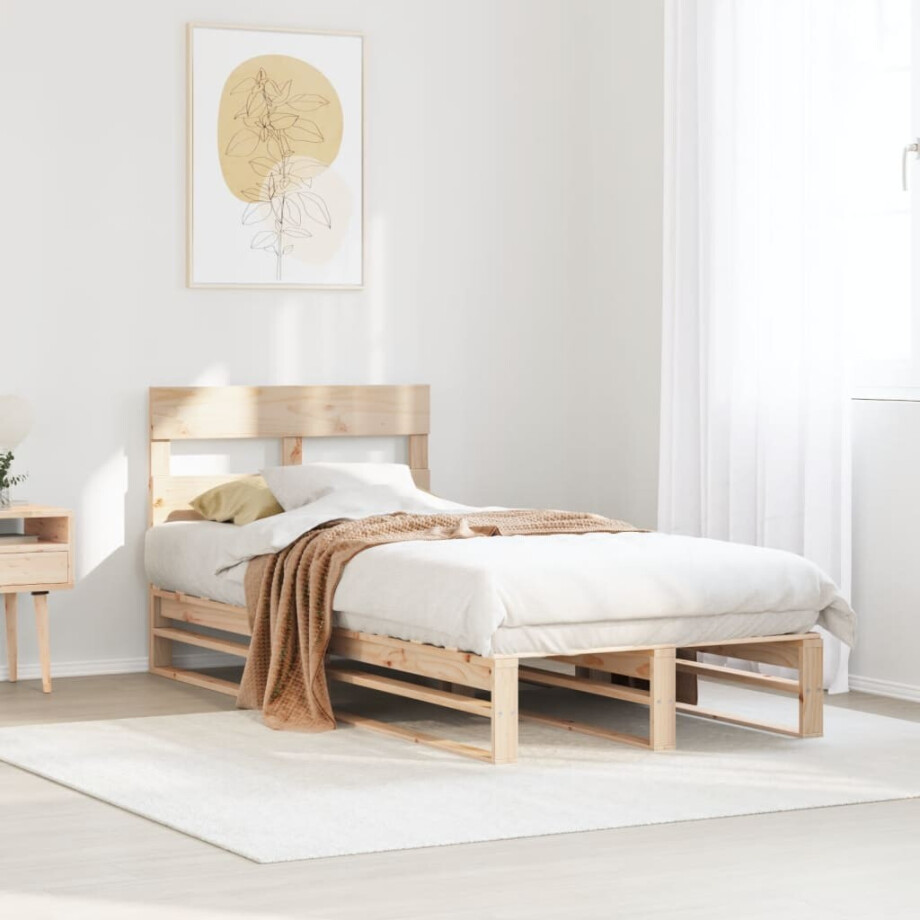 vidaXL Bedframe zonder matras massief grenenhout 90x200 cm afbeelding 1
