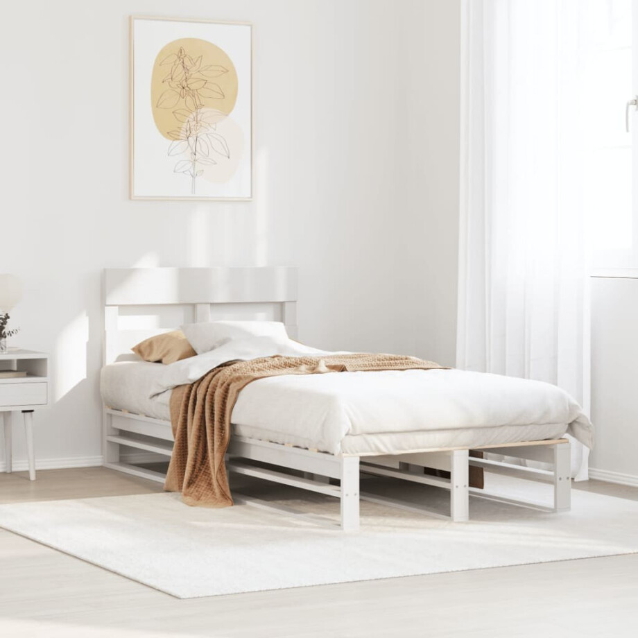 vidaXL Bedframe zonder matras massief grenenhout wit 75x190 cm vidaXL Bedframe zonder matras massief grenenhout wit 75x190 cm afbeelding 1