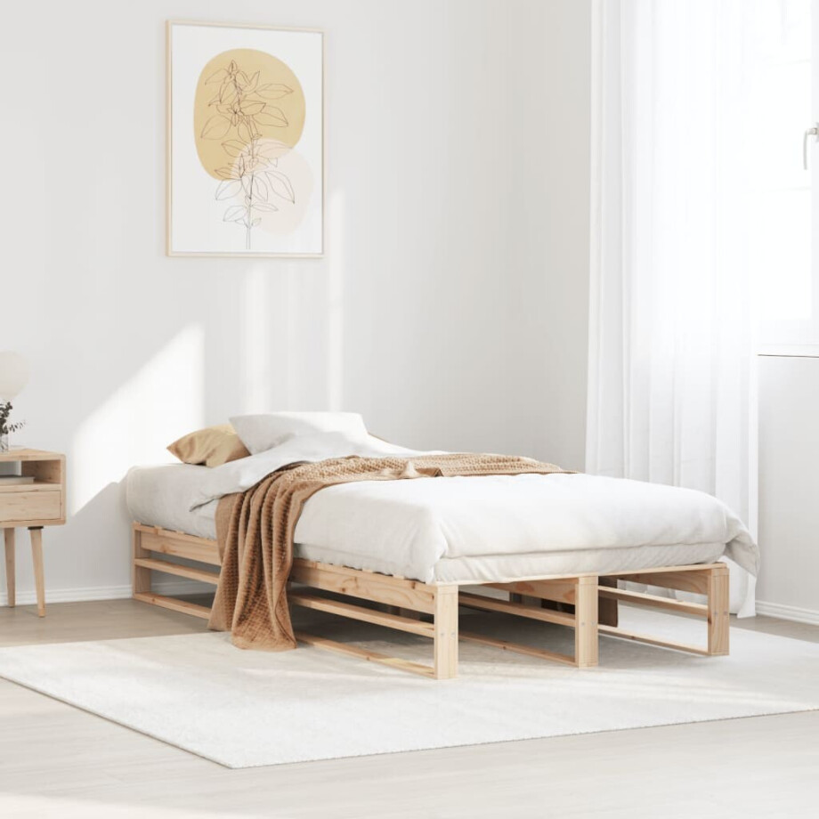 vidaXL Bedframe zonder matras massief grenenhout 90x200 cm afbeelding 1