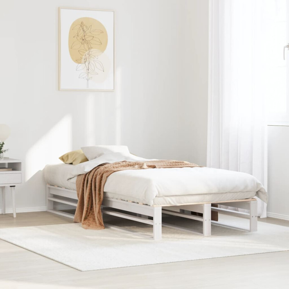 vidaXL Bedframe zonder matras massief grenenhout wit 90x200 cm vidaXL Bedframe zonder matras massief grenenhout wit 90x200 cm afbeelding 1