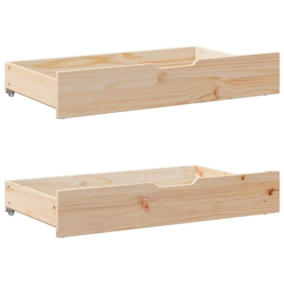 vidaXL Bedlades 2 st met wieltjes 90x55x17 cm massief grenenhout afbeelding 1