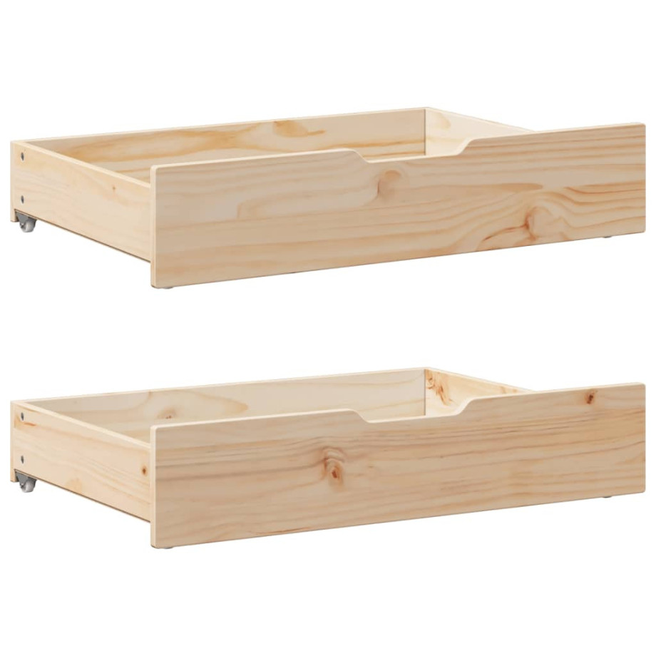 vidaXL Bedlades 2 st met wieltjes 85x55x17 cm massief grenenhout afbeelding 1