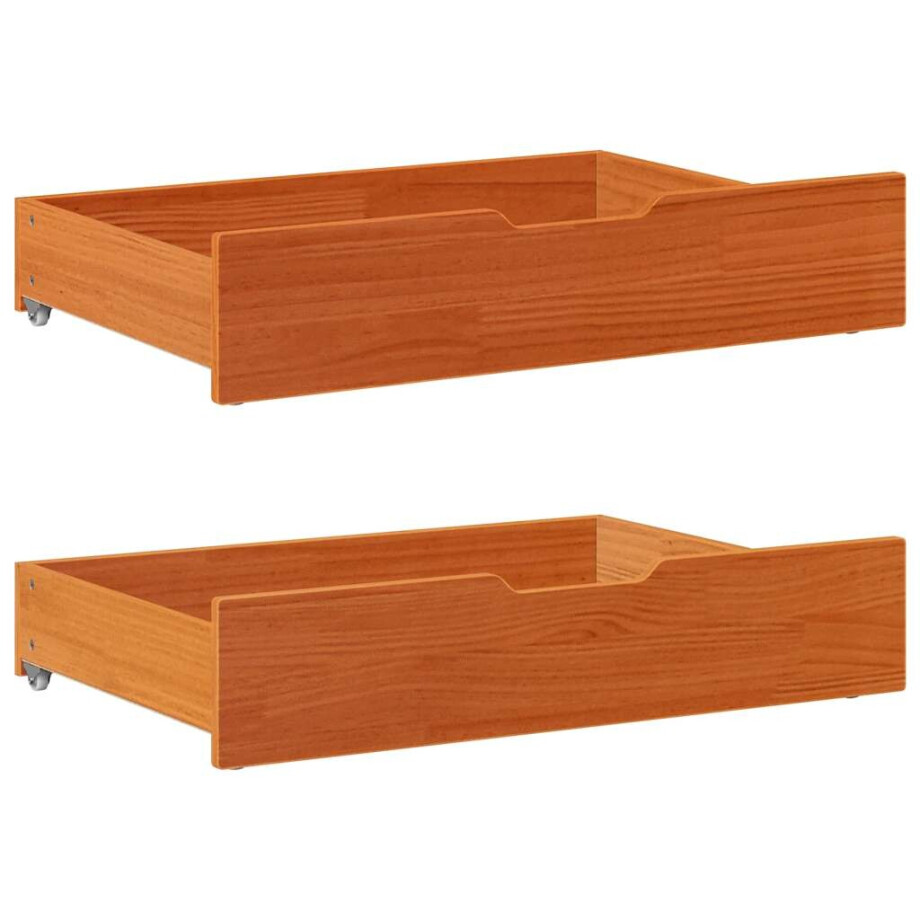 vidaXL Bedlades 2 st 85x55x17 massief grenenhout wasbruin afbeelding 1