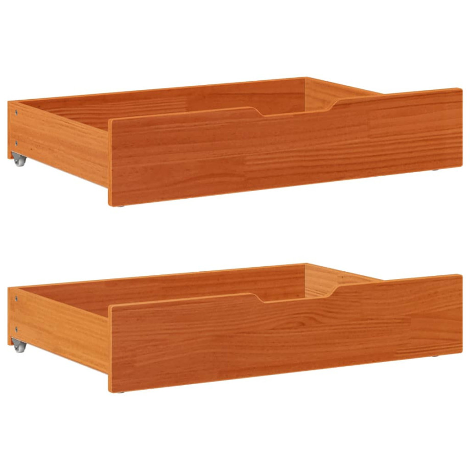 vidaXL Bedlades 2 st 80x55x17 massief grenenhout wasbruin afbeelding 1