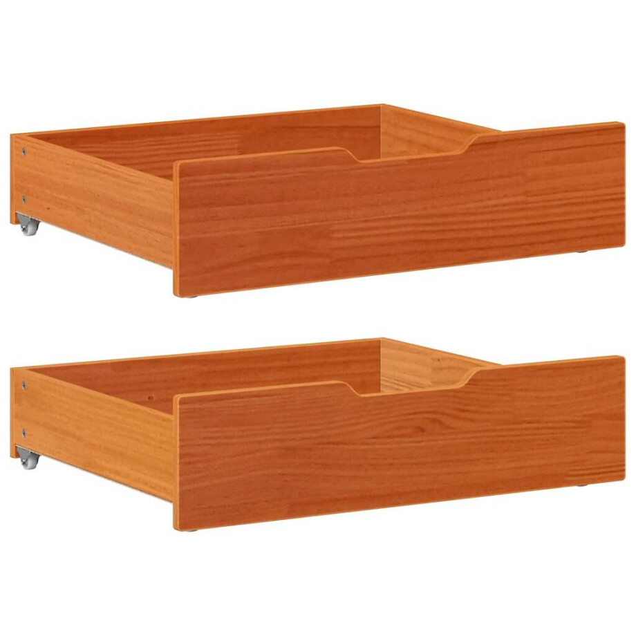 vidaXL Bedlades 2 st 75x55x17 massief grenenhout wasbruin afbeelding 1