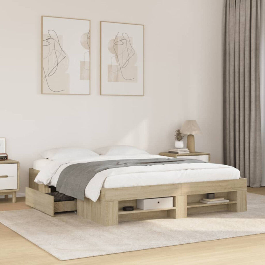 vidaXL Bedframe zonder matras hout sonoma eikenkleurig 150x200 cm vidaXL Bedframe zonder matras hout sonoma eikenkleurig 150x200 cm afbeelding 1