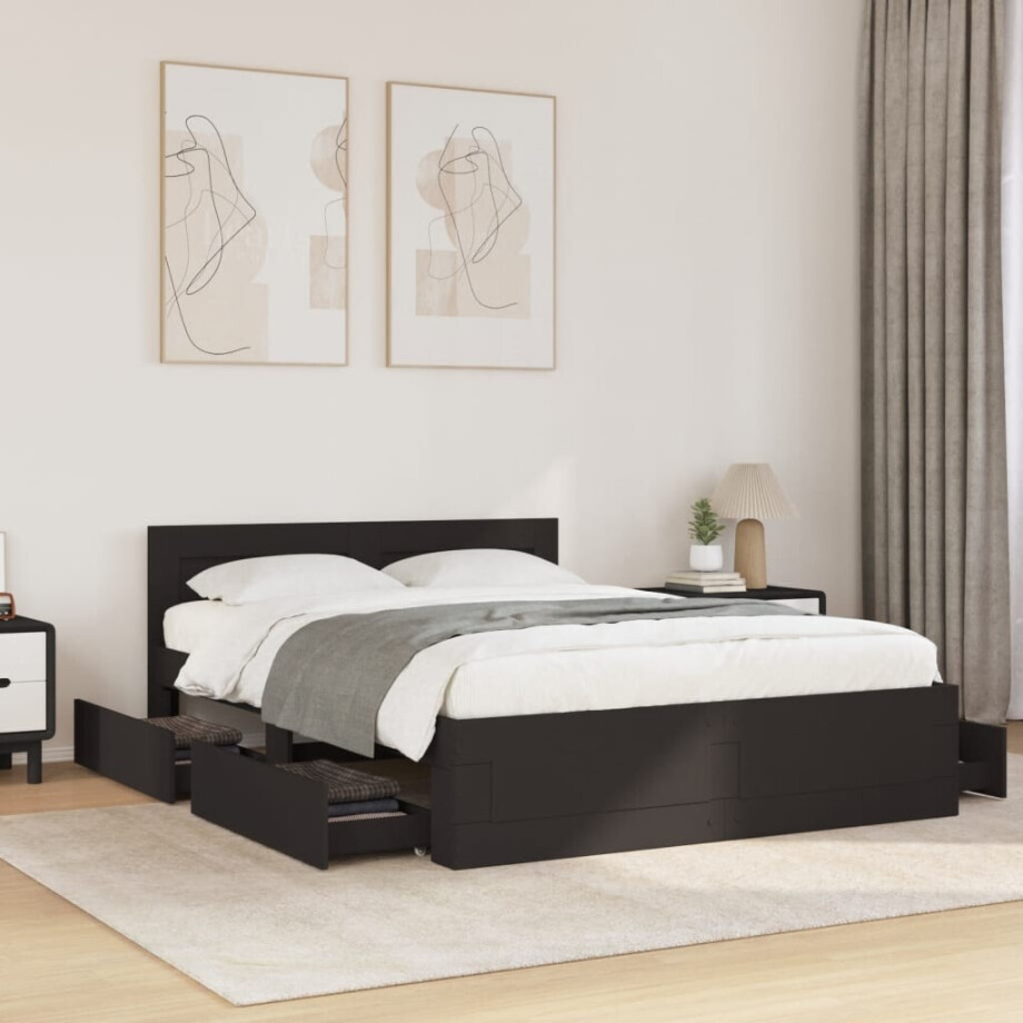vidaXL Bedframe met hoofdeinde bruin eikenkleur 120x190 cm afbeelding 1