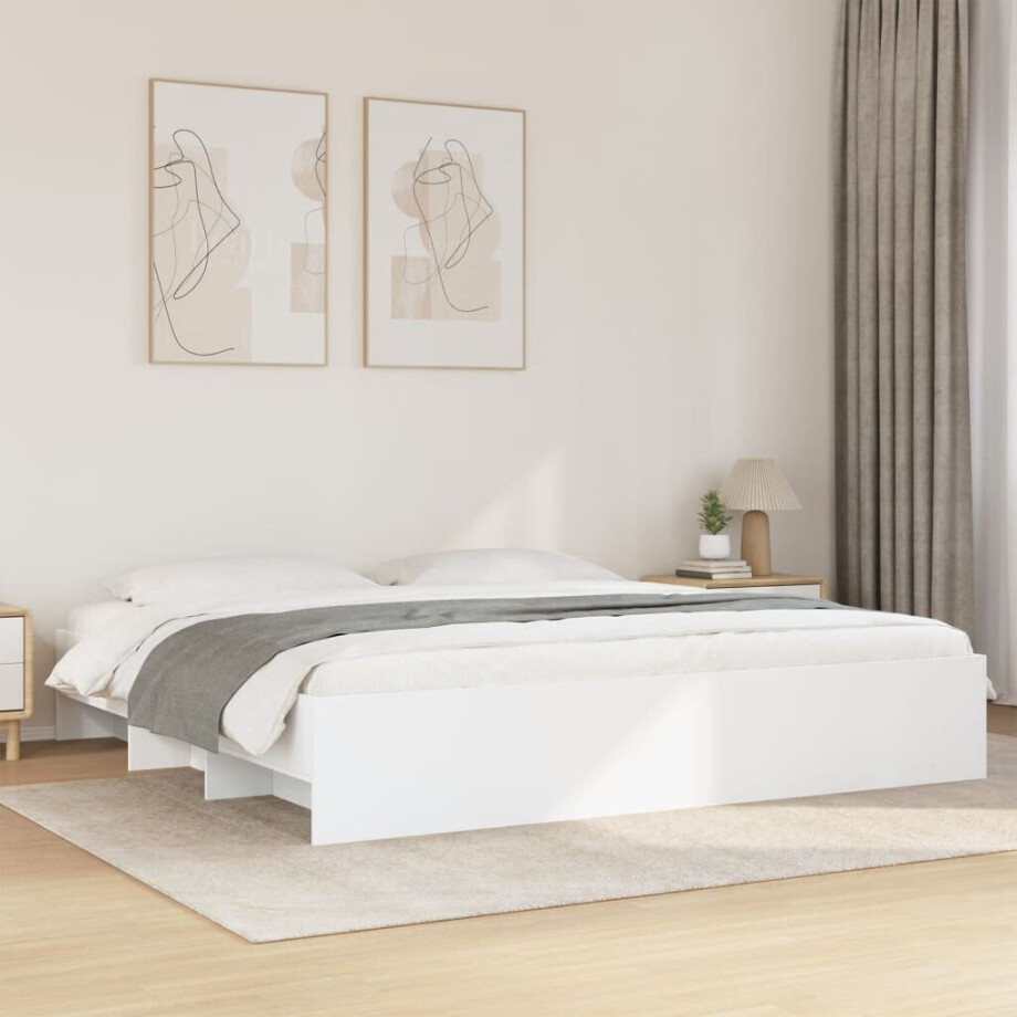 vidaXL Bedframe massief hout wit 200x200 cm afbeelding 1