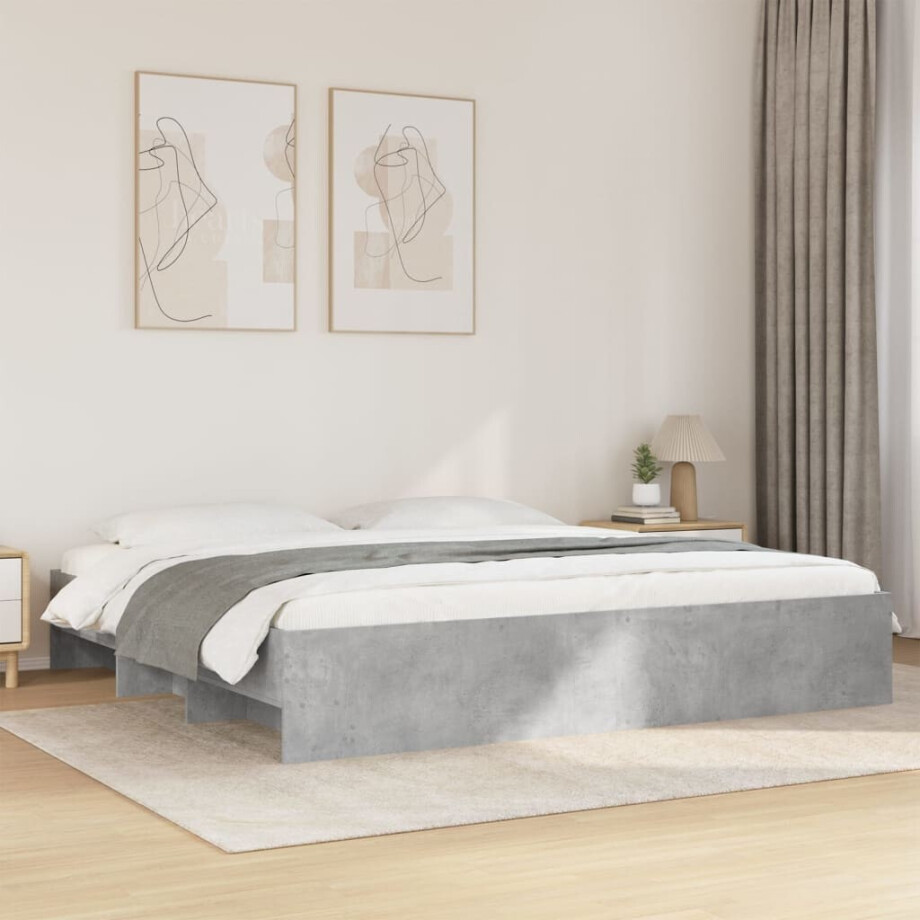 vidaXL Bedframe zonder matras 180x200 cm spaanplaat betongrijs afbeelding 1