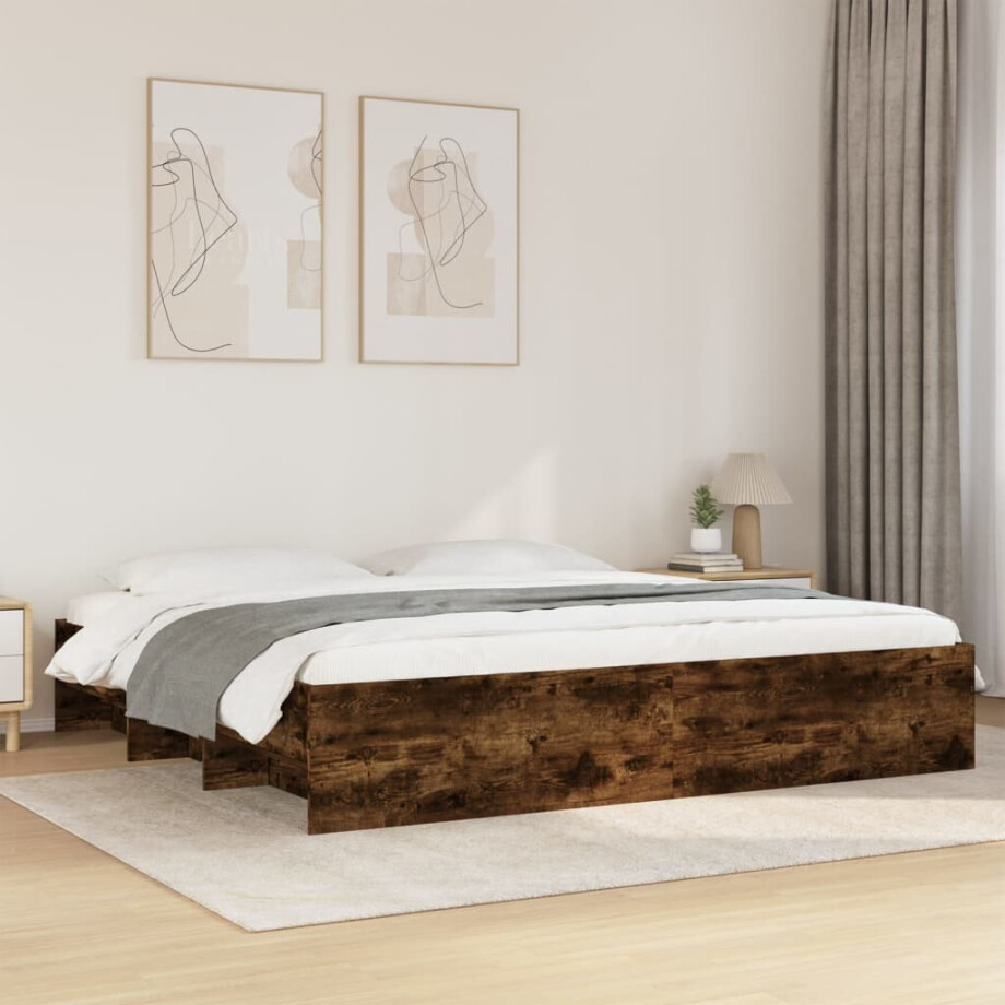 vidaXL Bedframe zonder matras hout gerookt eikenkleurig 180x200 cm afbeelding 1