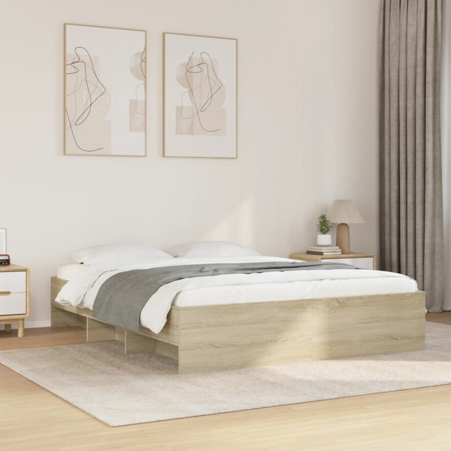 vidaXL Bedframe zonder matras hout sonoma eikenkleurig 160x200 cm afbeelding 1