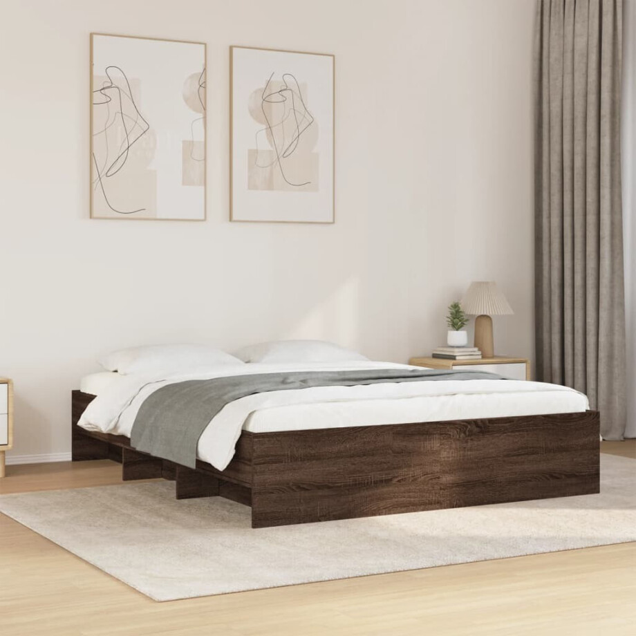 vidaXL Bedframe zonder matras bewerkt hout bruin eikenkleur 150x200 cm afbeelding 1