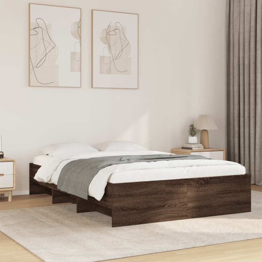 vidaXL Bedframe zonder matras bewerkt hout bruin eikenkleur 140x200 cm afbeelding 1