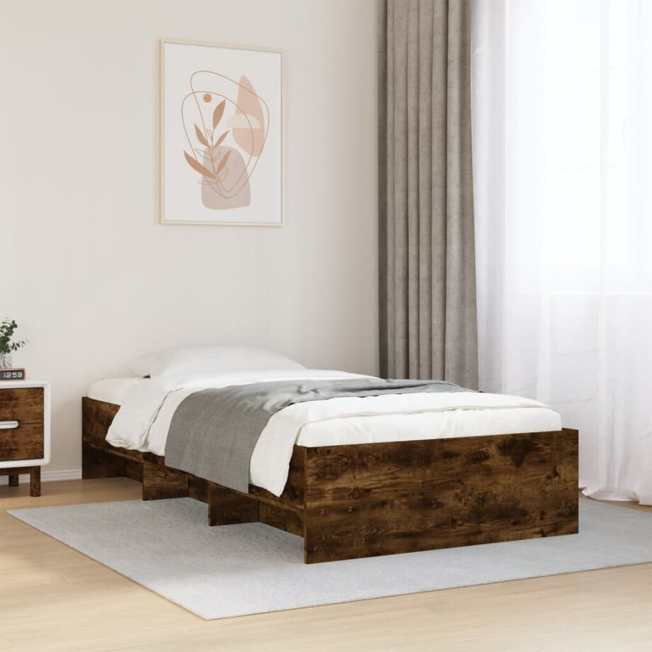 vidaXL Bedframe zonder matras hout gerookt eikenkleurig 100x200 cm vidaXL Bedframe zonder matras hout gerookt eikenkleurig 100x200 cm afbeelding 1