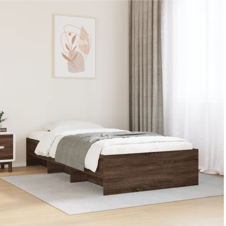 vidaXL Bedframe zonder matras bewerkt hout bruin eikenkleur 90x200 cm afbeelding 1