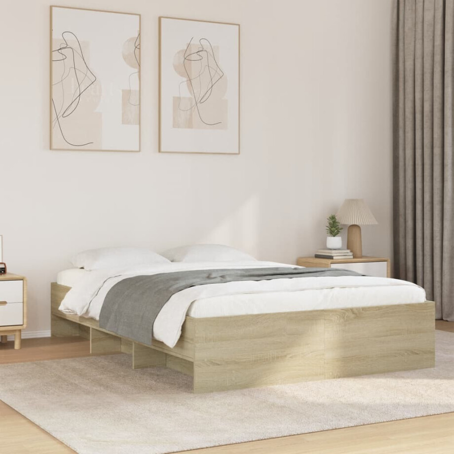 vidaXL Bedframe zonder matras hout sonoma eikenkleurig 120x190 cm afbeelding 1