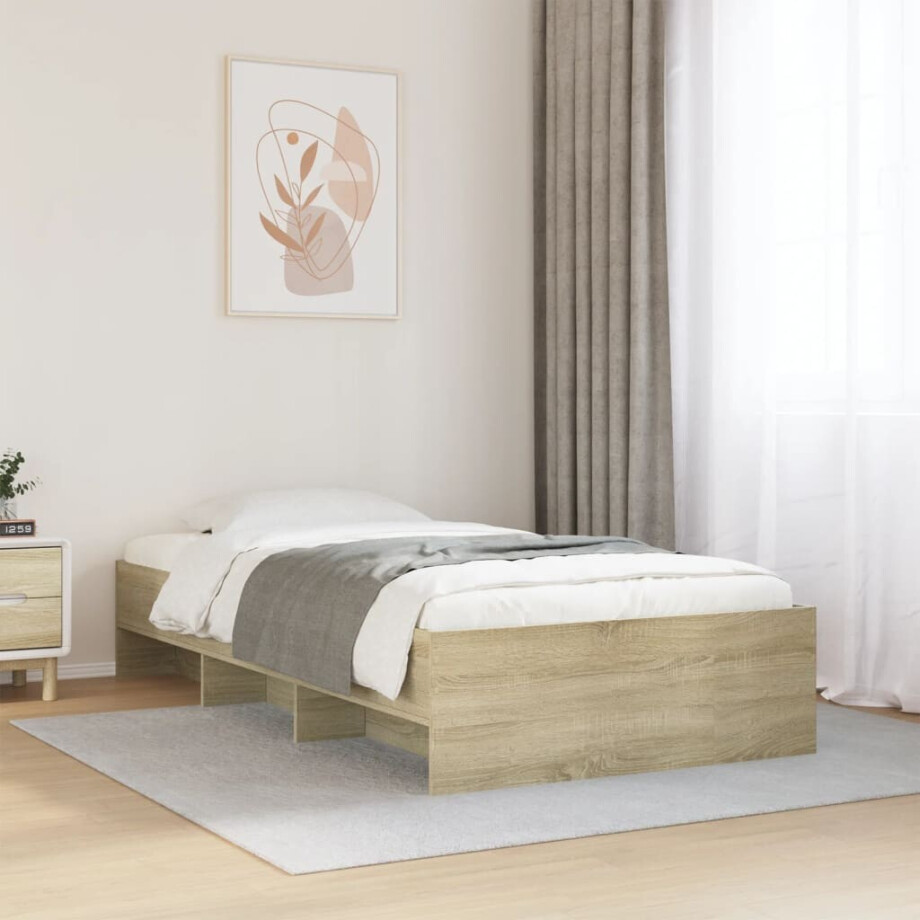 vidaXL Bedframe zonder matras hout sonoma eikenkleurig 75x190 cm afbeelding 1