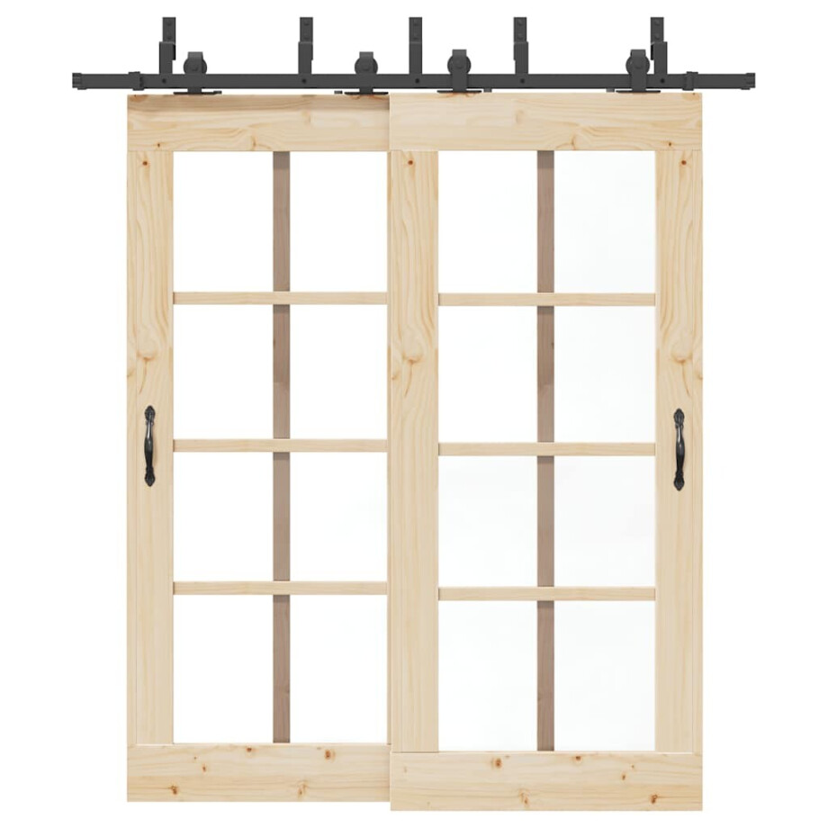 vidaXL Doos met onderdelen voor schuifdeur 200 cm staal zwart afbeelding 