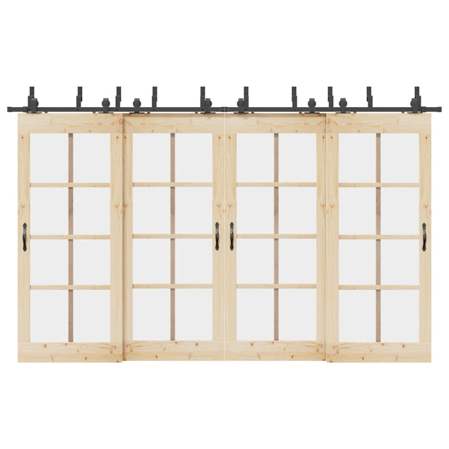 vidaXL Doos met onderdelen voor schuifdeur 366 cm staal zwart afbeelding 