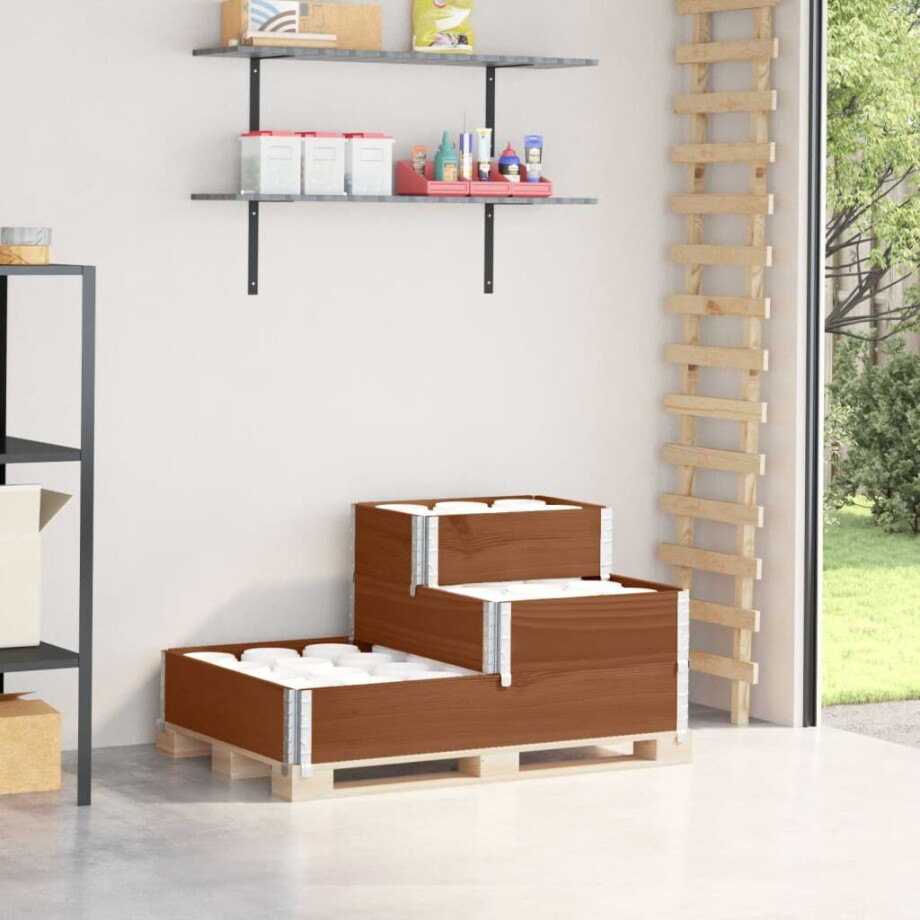 vidaXL Verhoogde plantenbak 3-laags 120x80 cm massief grenenhout bruin afbeelding 1