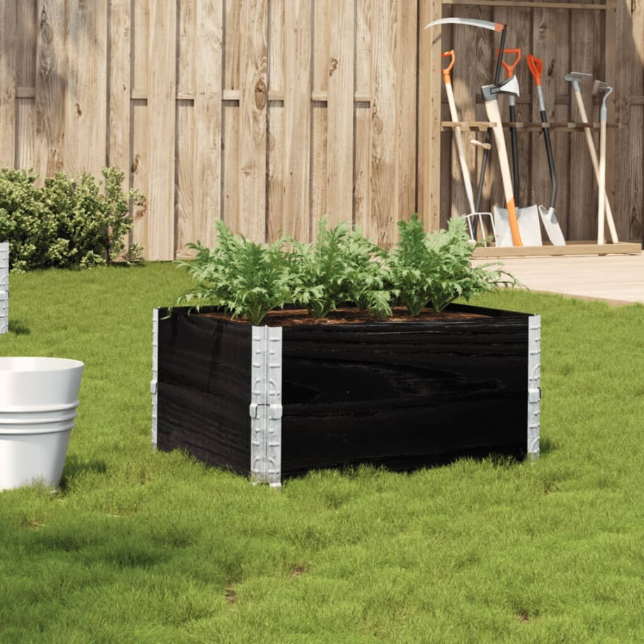 vidaXL Plantenbak 80x60 cm massief grenenhout zwart afbeelding 1