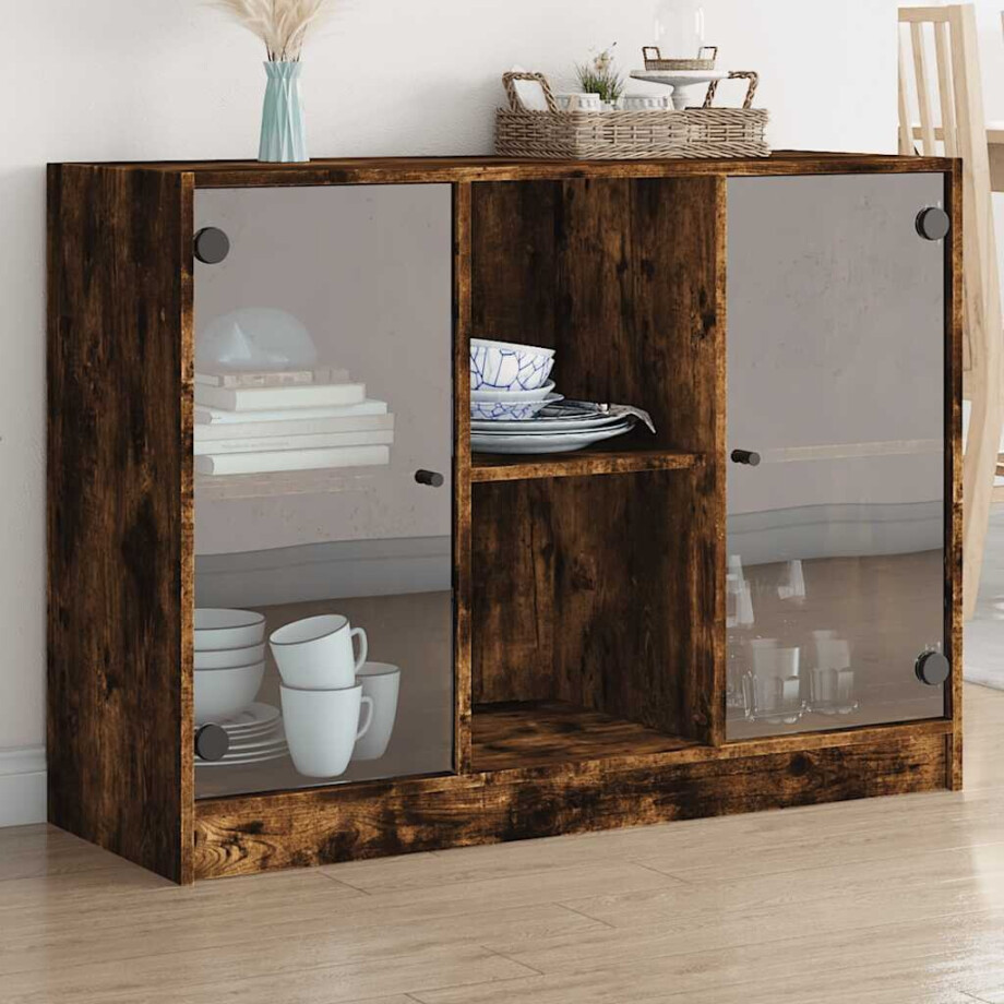 vidaXL Dressoir 102x37x75,5 cm bewerkt hout gerookt eikenkleurig afbeelding 1