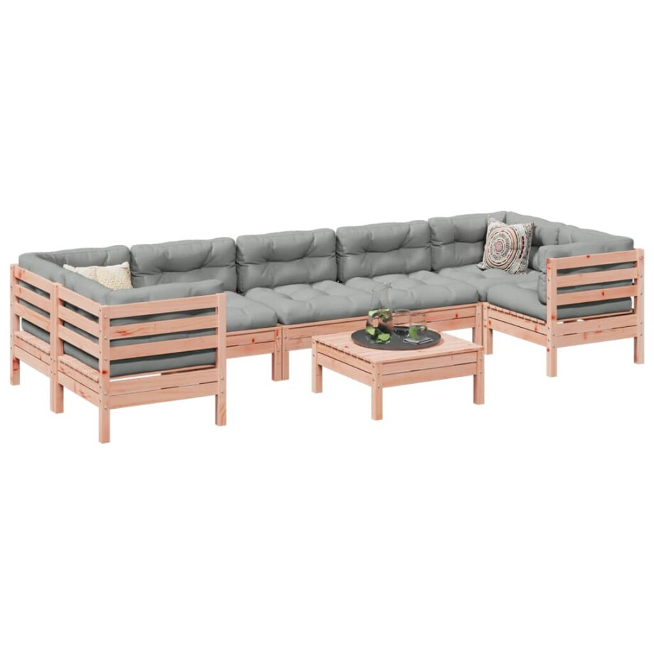 vidaXL 8-delige Loungeset met kussens massief douglas vurenhout afbeelding 1