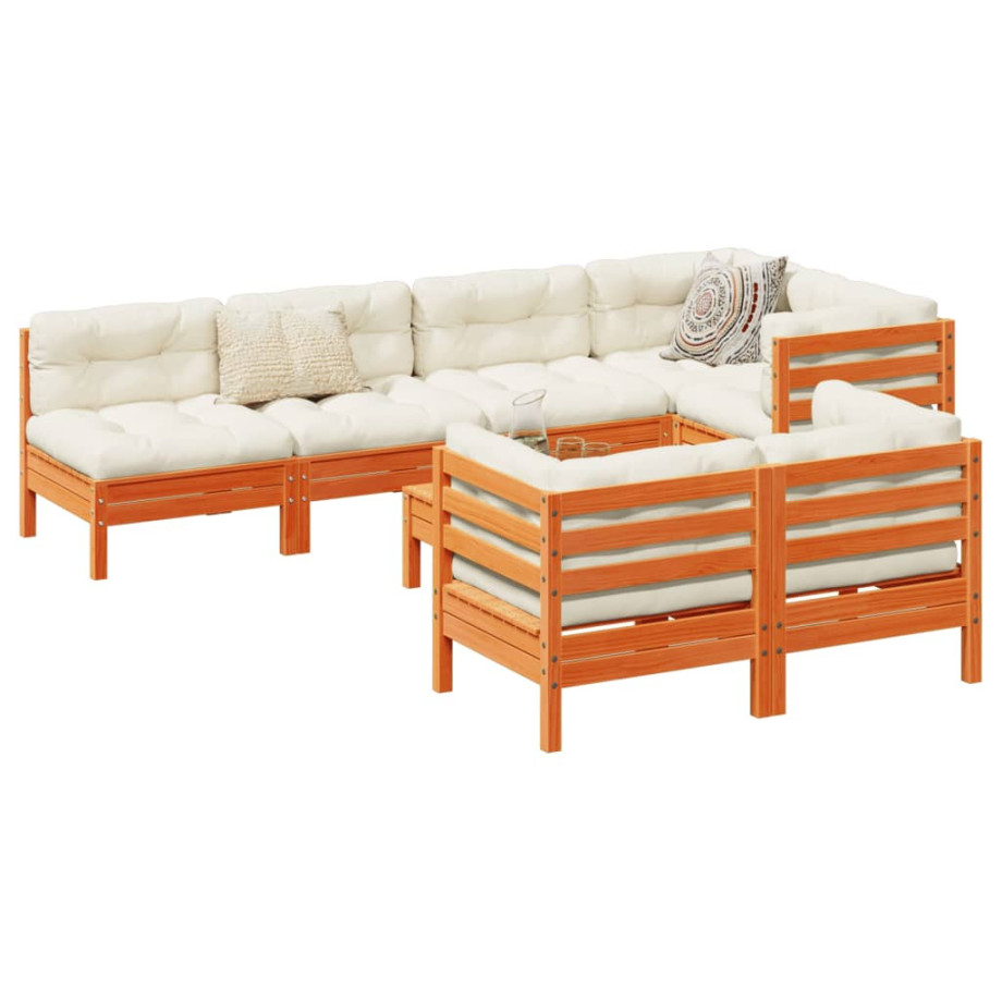 vidaXL 8-delige Loungeset met kussens massief grenenhout wasbruin vidaXL 8-delige Loungeset met kussens massief grenenhout wasbruin afbeelding 1