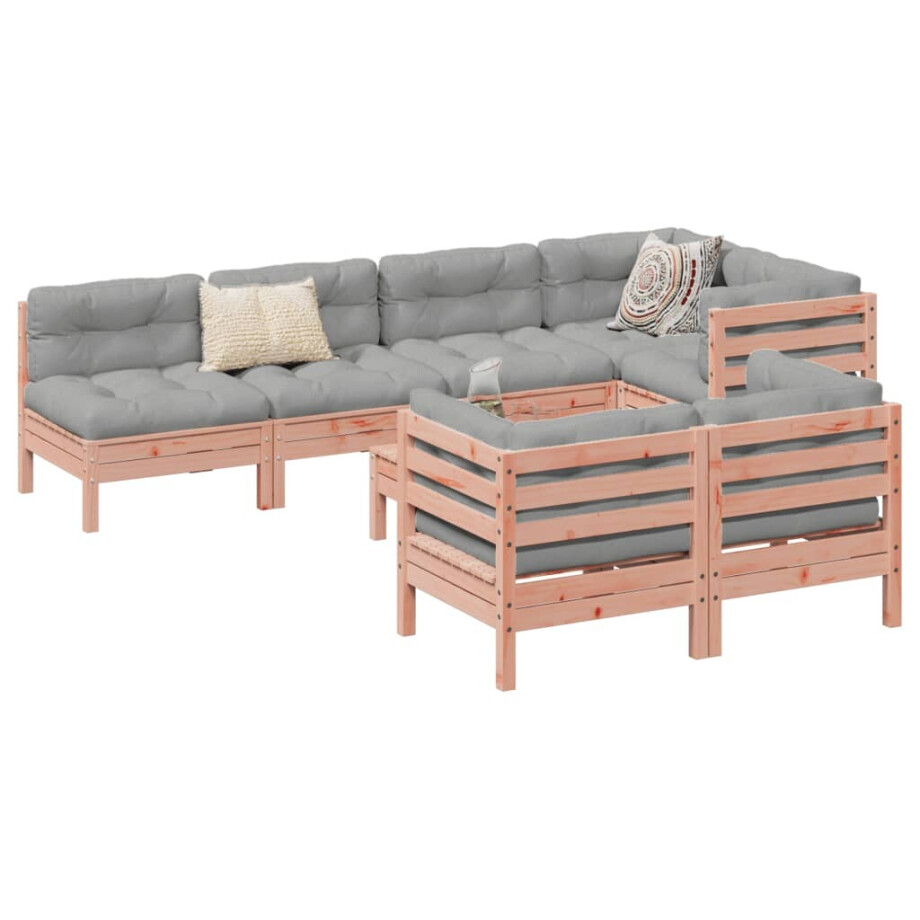 vidaXL 8-delige Loungeset met kussens massief douglas vurenhout afbeelding 1